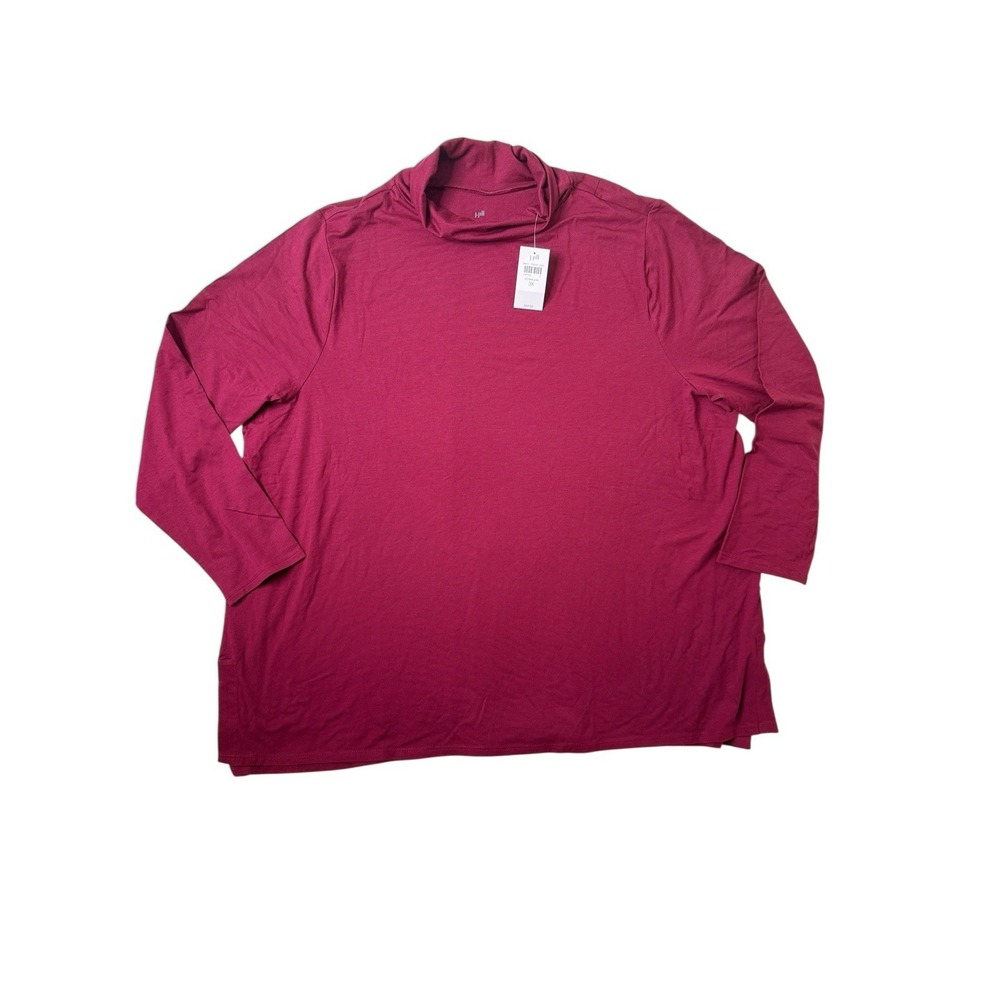 J Jill Top Luxe Supima Tunic Turtleneck Burgundy Minimalist Basic Soft Size 3XL - Picture 2 of 10